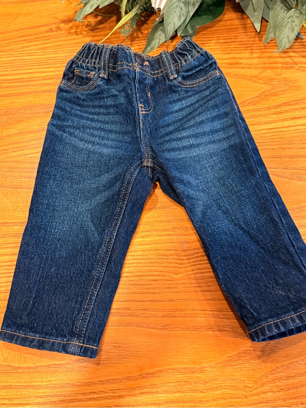 Baby Boys Dark Wash Pull-On Jeans | Elastic Waist Denim Pants